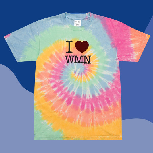 Oversized I Heart WMN tie-dye t-shirt