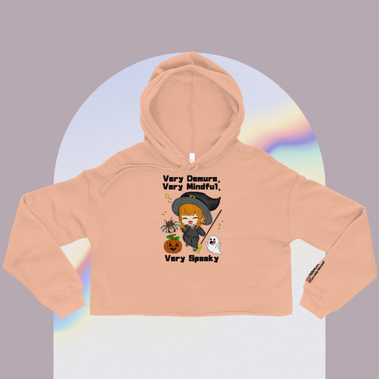 Very Demure, Very Mindful, Very Spooky Crop Hoodie