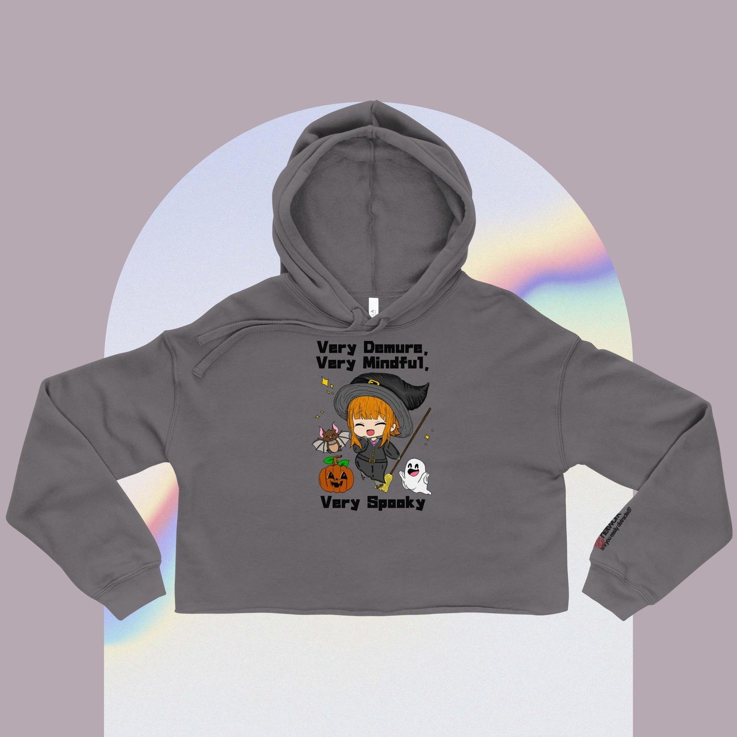 Very Demure, Very Mindful, Very Spooky Crop Hoodie