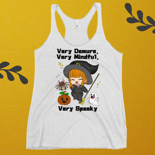 Very Demure, Very Mindful, Very Spooky Women's Racerback Tank